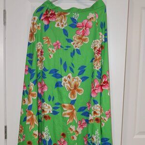 Loragal Green Floral Maxi Skirt Tropical Print Large